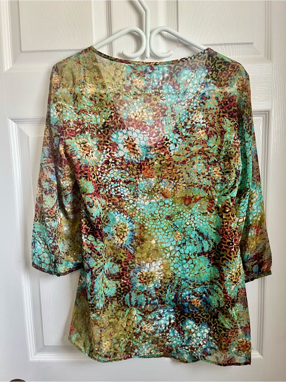 Esprit Vintage Blouse Style Abstract Print Tunic Large Multicolor Top Tunic Boho - Picture 6 of 6